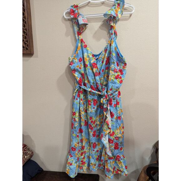 Lauren Conrad Dresses & Skirts - Pretty blue w/red & yellow flowered sundress by Lauren Conrad size 2X